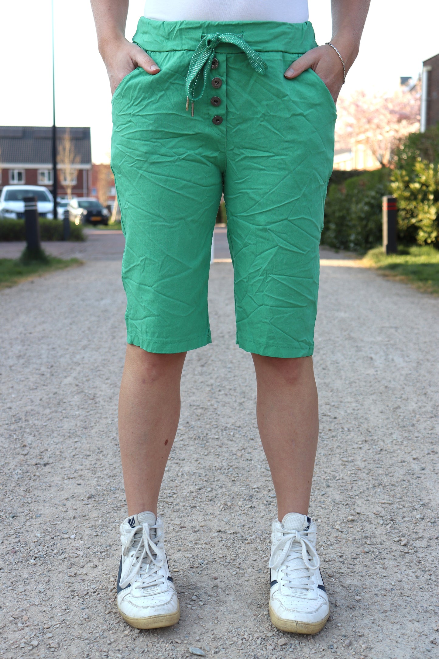 COMFY BROEK 'KORT KNOPEN’ | GUCCI GROEN