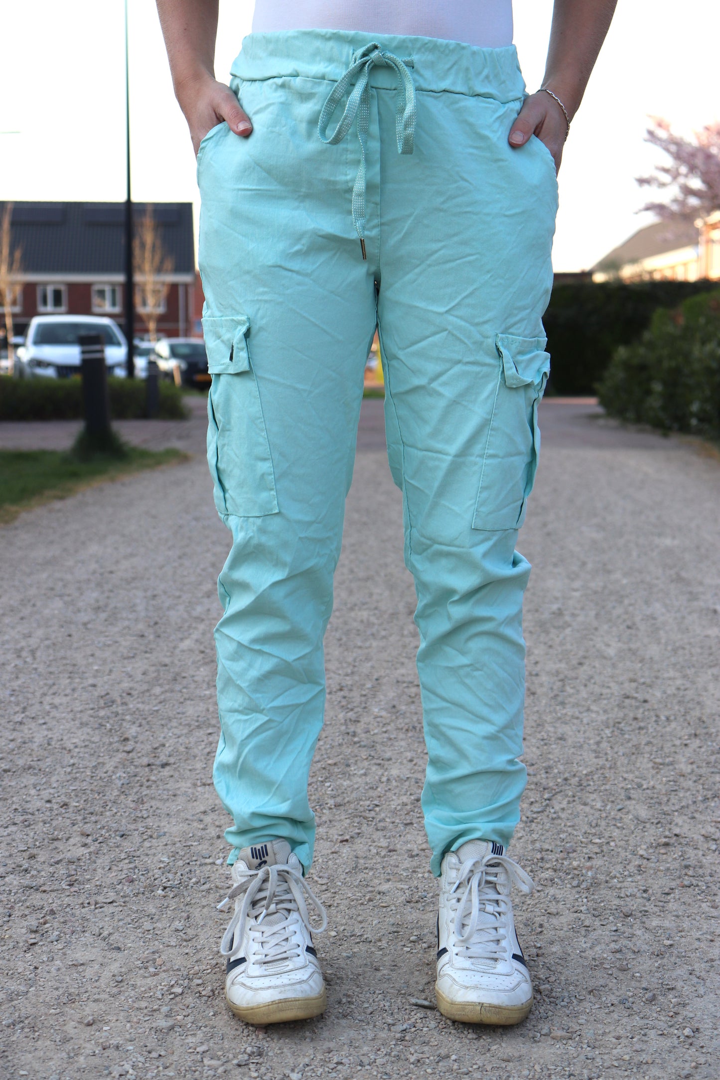 COMFY BROEK 'CARGO’ | MINTGROEN