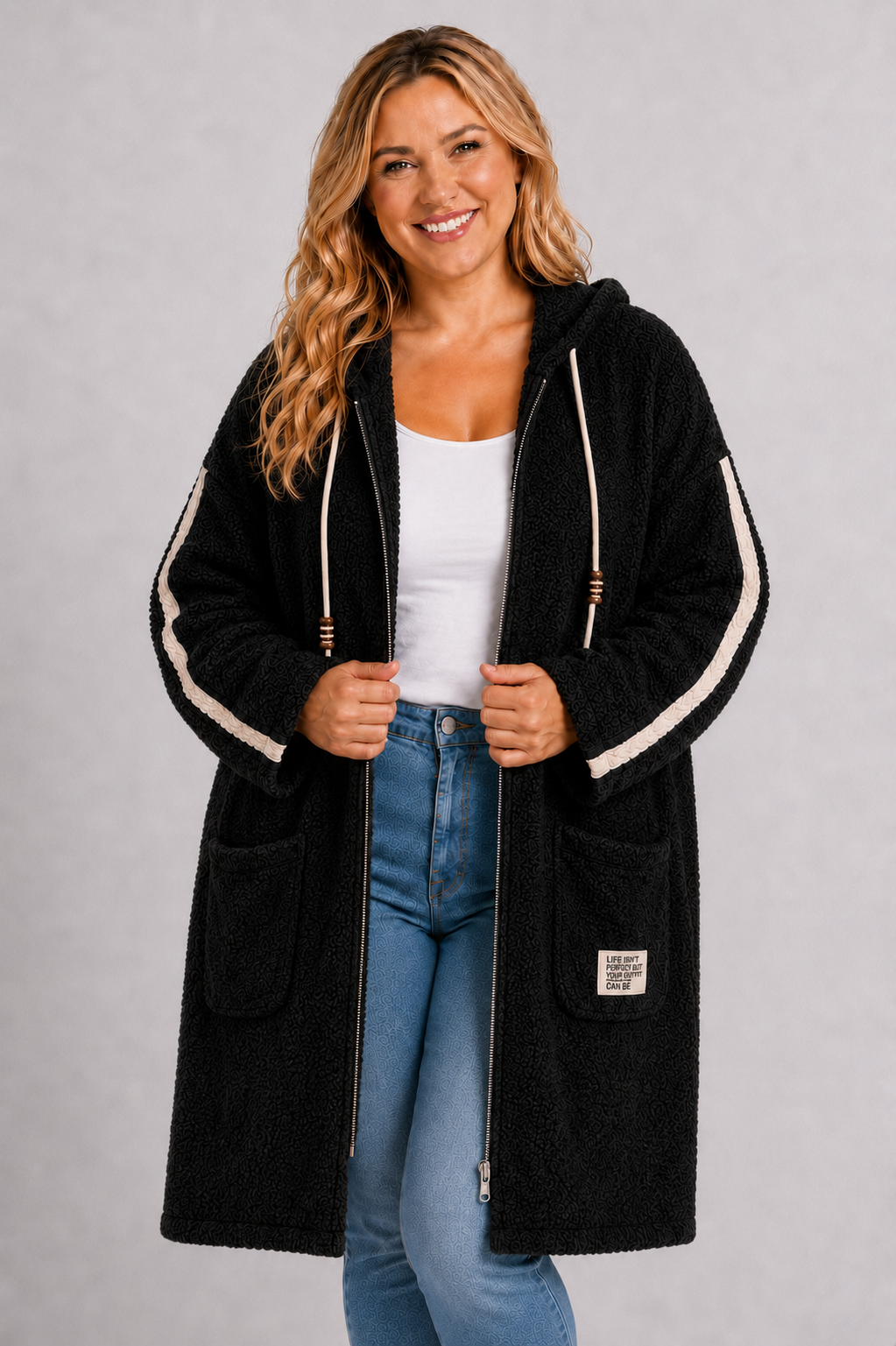 PS BOUCLÉ JAS | ZWART