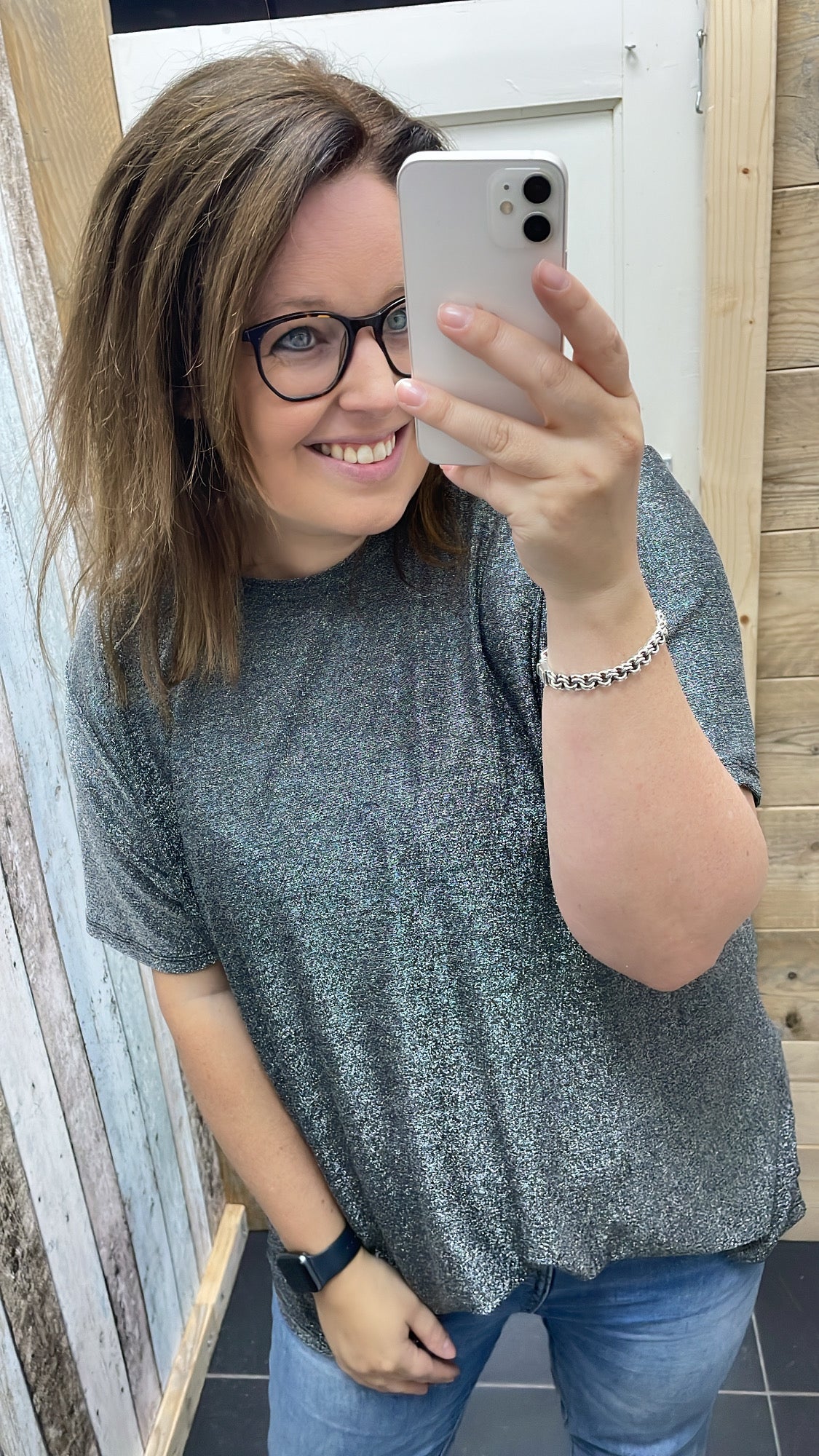 PS TOP 'GLITTER' | ZILVER