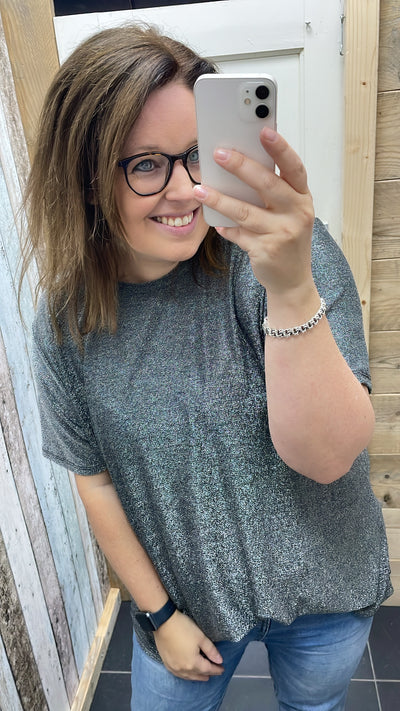 PS TOP 'GLITTER' | ZILVER