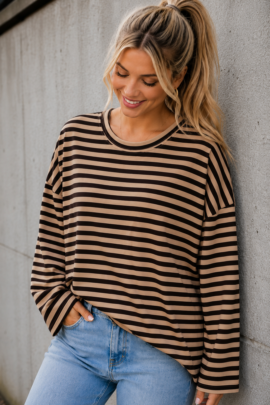 LONGSLEEVE 'STREPEN' | TAUPE