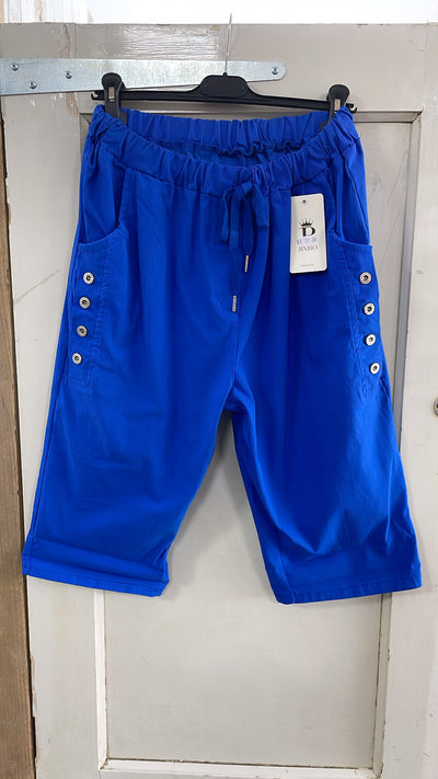 PS COMFY BROEK 'KORT KNOPEN' | KOBALT