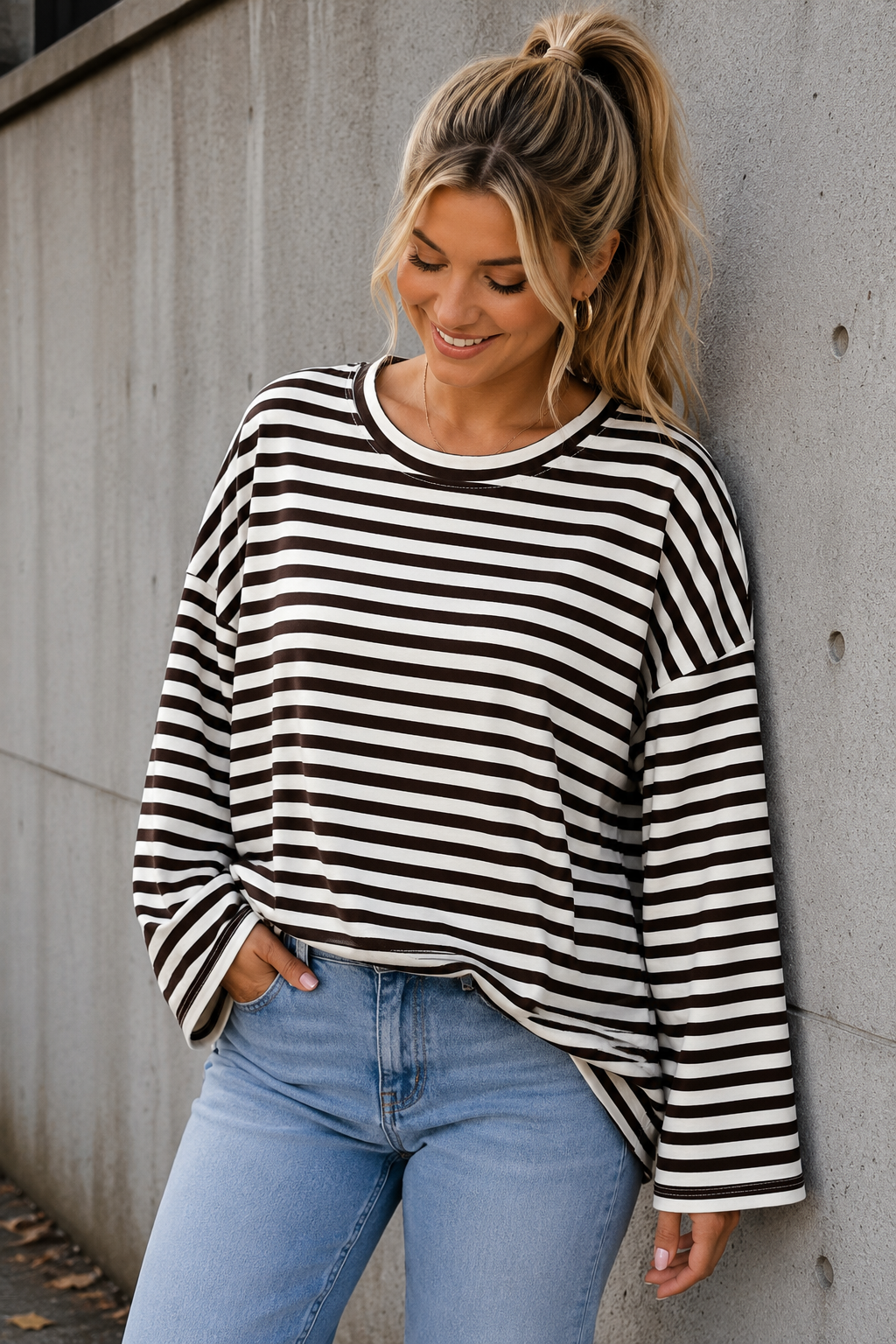 LONGSLEEVE 'STREPEN' | DONKERBRUIN
