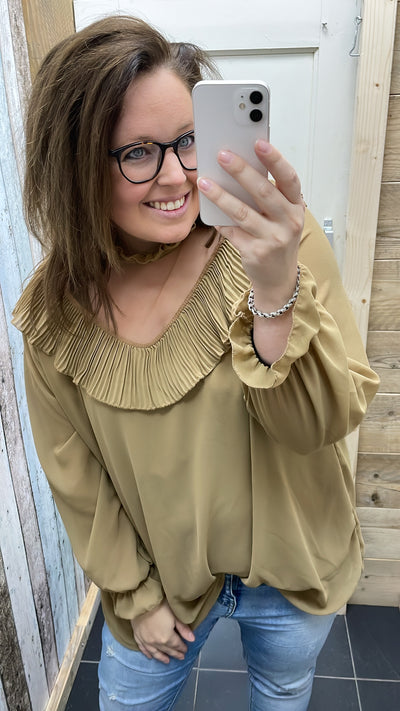 PS BLOUSE 'ROEZEL ROND' | LICHT CAMEL