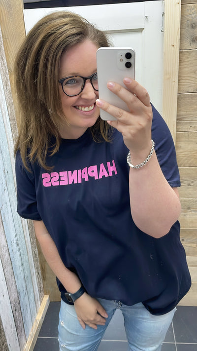 PS T-SHIRT ‘HAPPINESS' | DONKERBLAUW