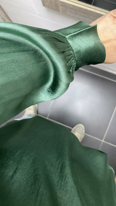 PS BLOUSE 'ZIJDE V-HALS' | FLESSENGROEN