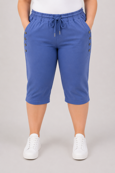PS COMFY BROEK 'KORT KNOPEN' | BLAUW
