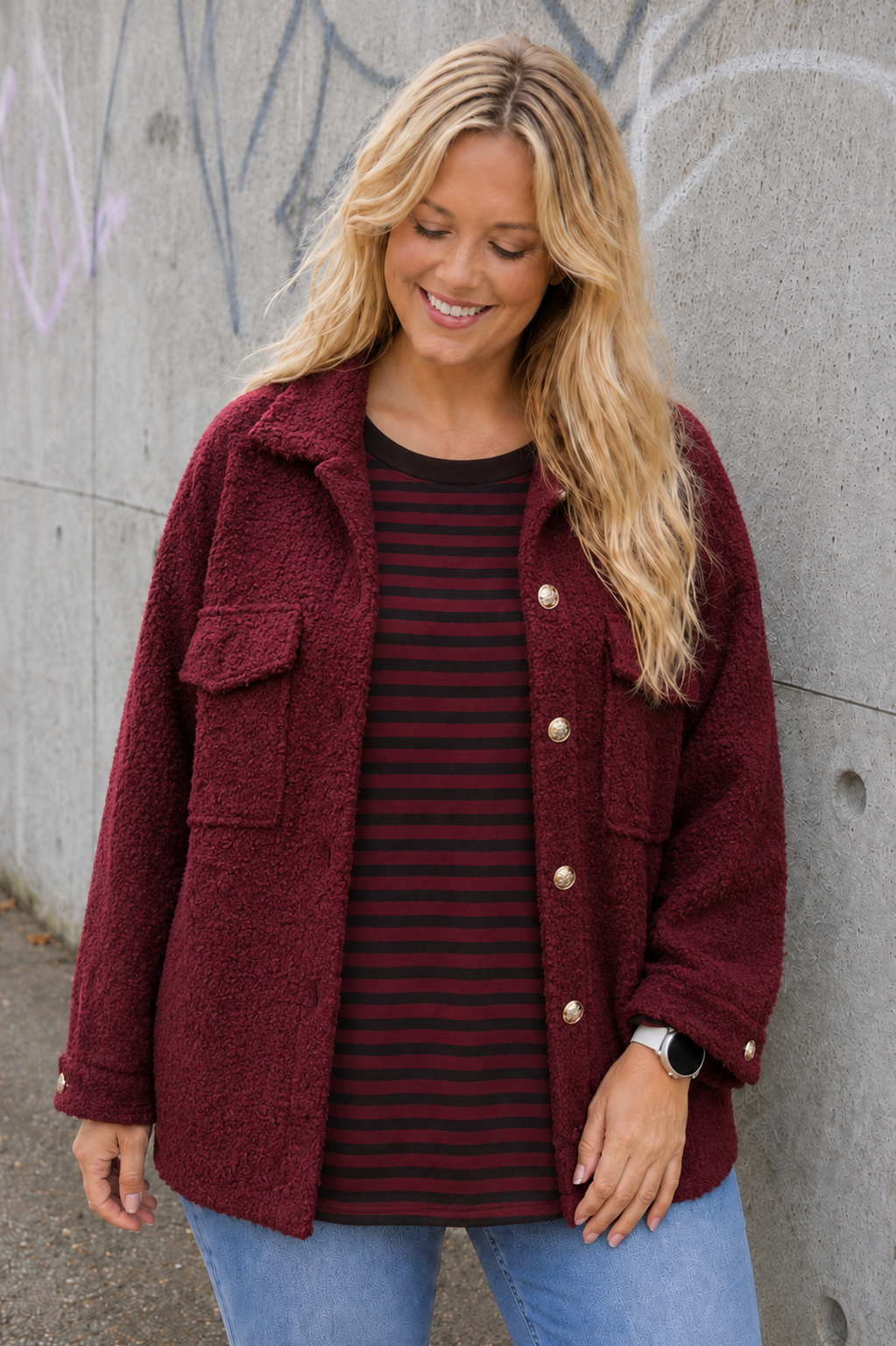 PS LONGSLEEVE 'STREPEN' | BORDEAUX