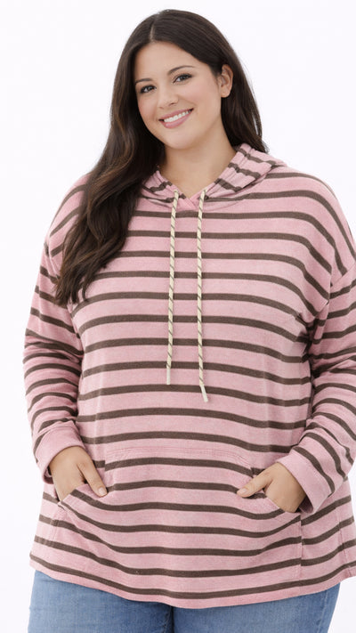 PS HOODIE 'STREPEN' | ROZE