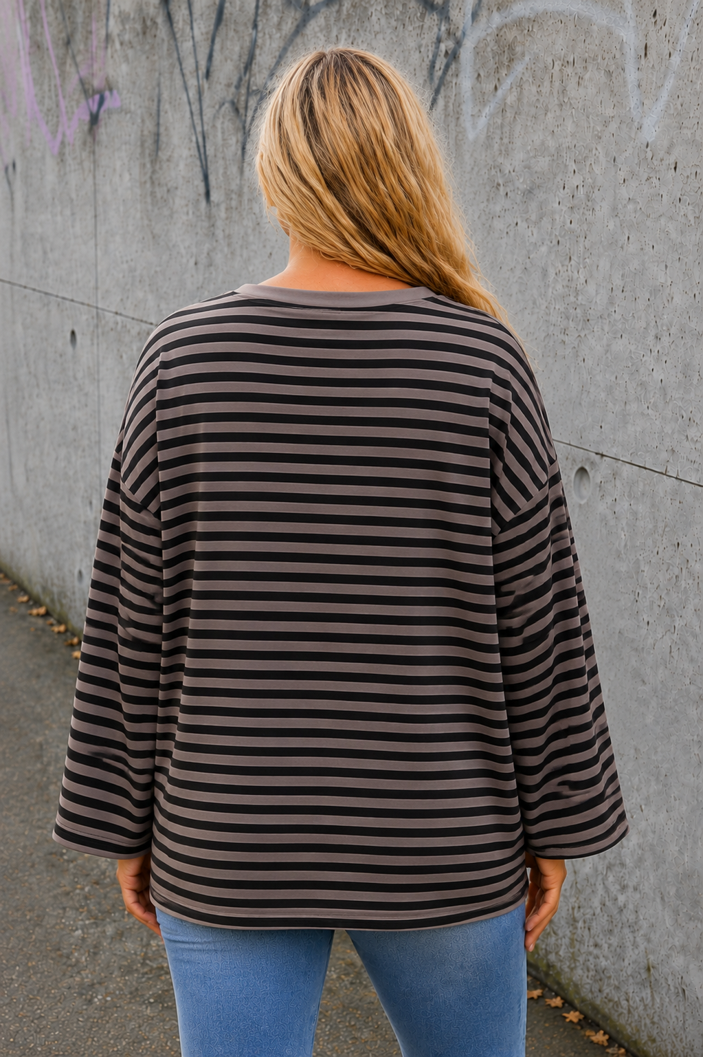 PS LONGSLEEVE 'STREPEN' | ZWART