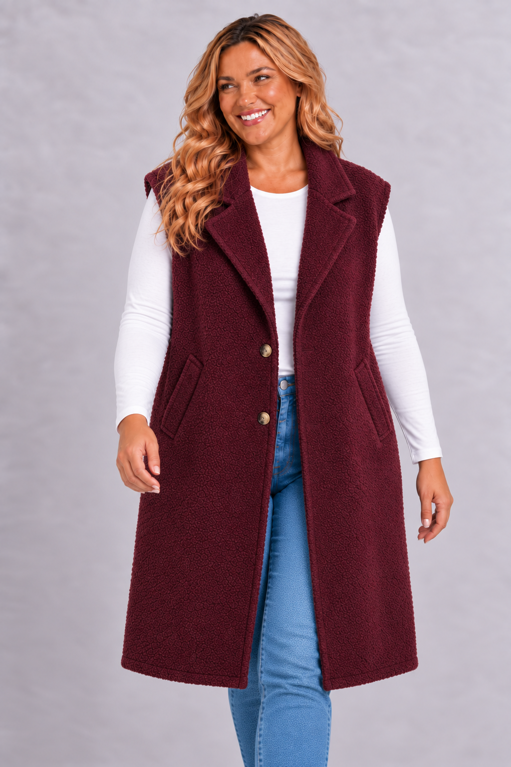 PS GILET LANG 'TEDDY' | BORDEAUX