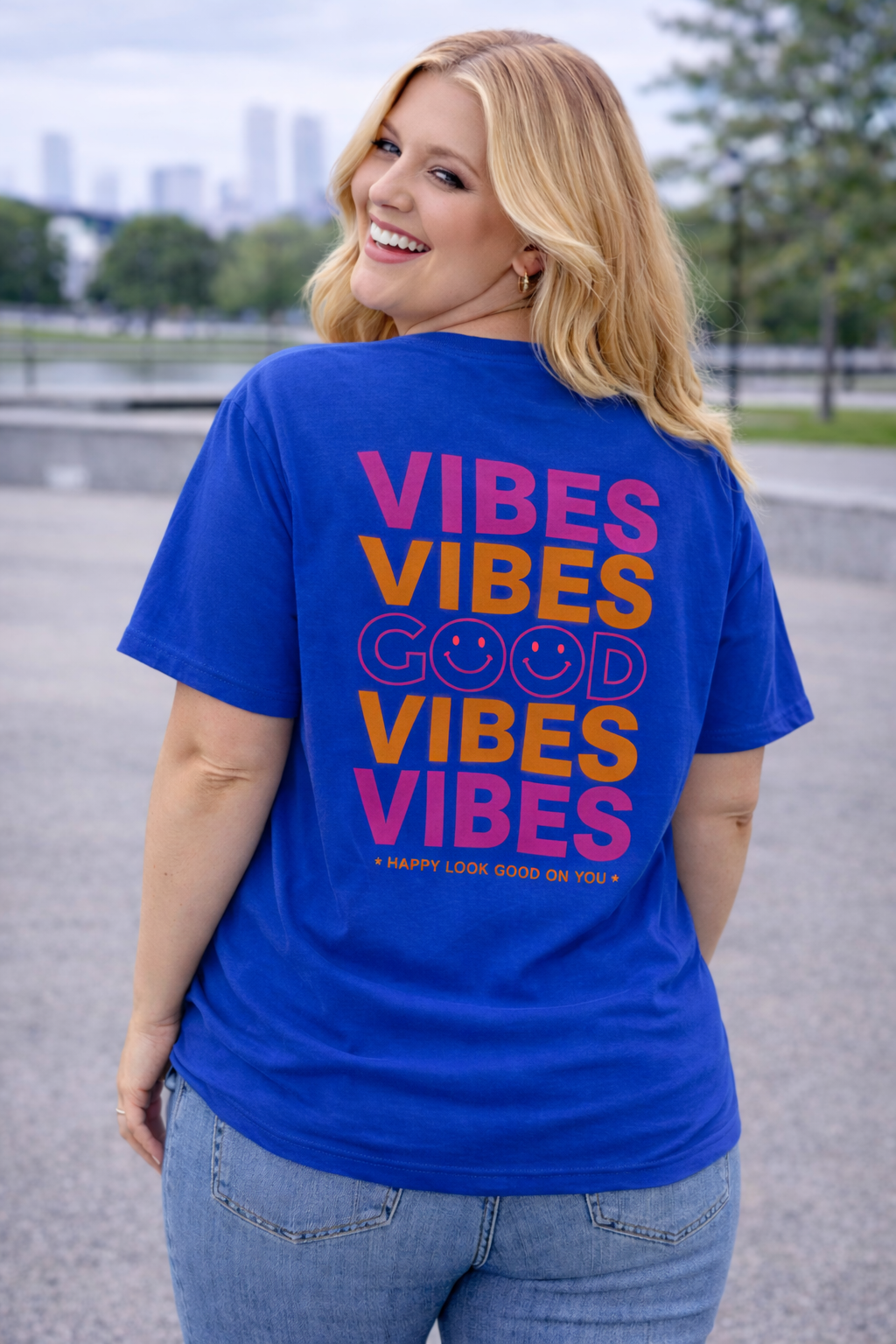 PS T-SHIRT ‘GOOD VIBES' | KOBALT (PRE ORDER 16-3)