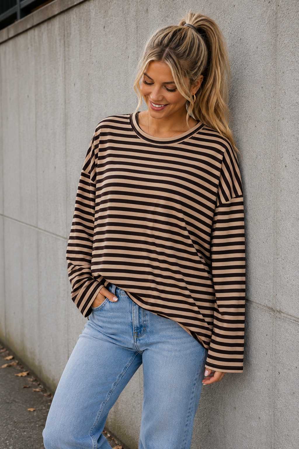LONGSLEEVE 'STREPEN' | TAUPE