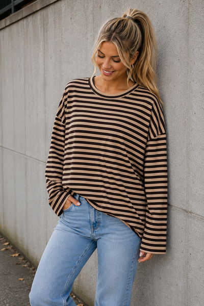LONGSLEEVE 'STREPEN' | TAUPE
