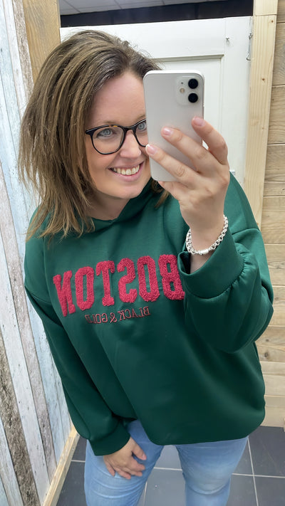 PS SWEATER ‘BOSTON’ | DONKERGROEN