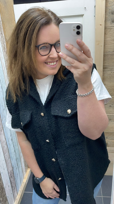 PS GILET 'TEDDY' | ZWART