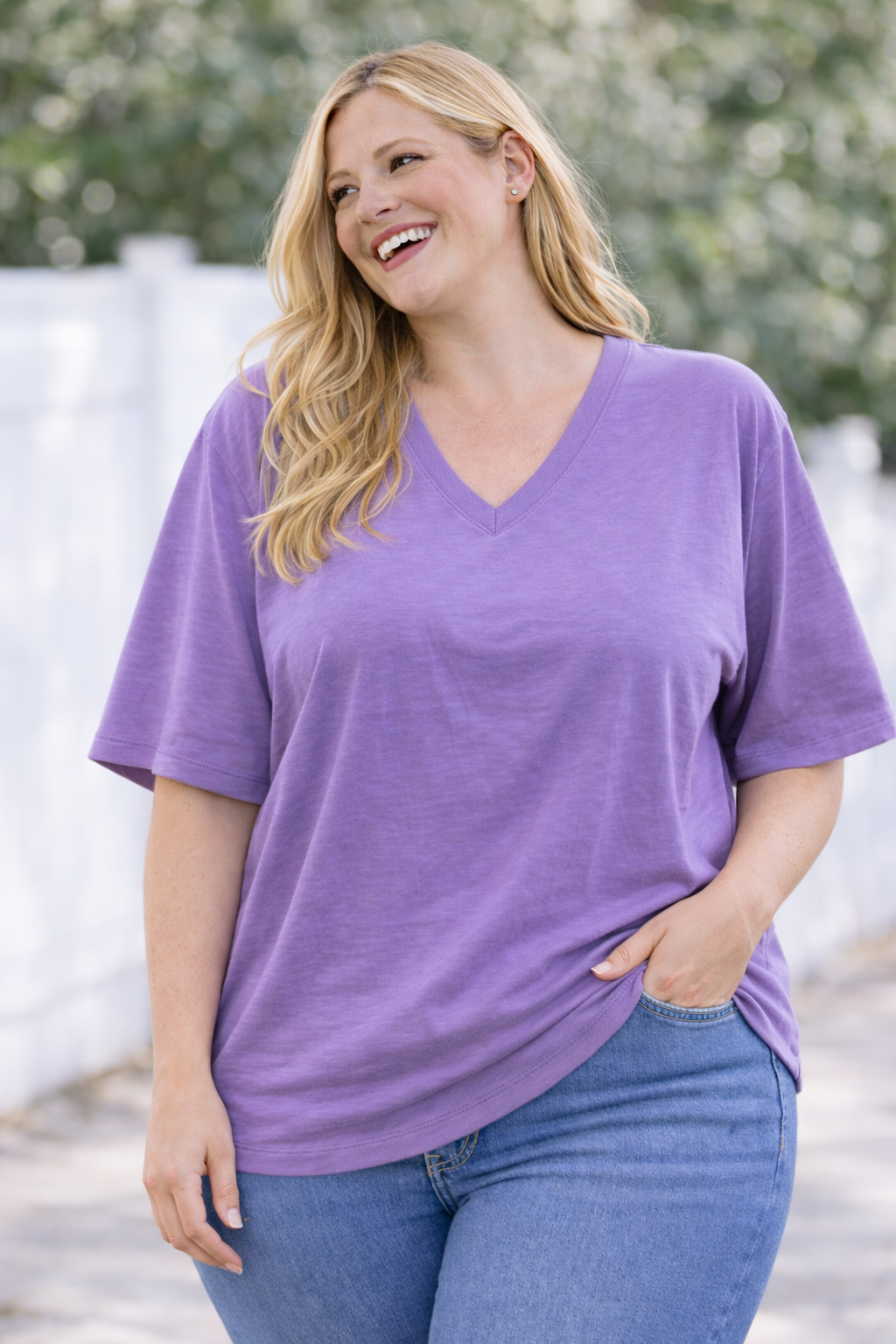 PS T-SHIRT ‘BASIC V-HALS | LILA