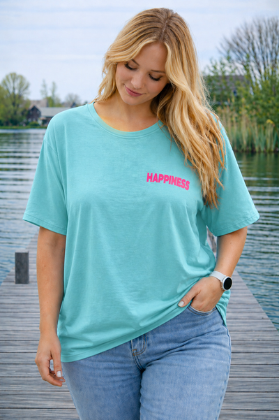 PS T-SHIRT ‘HAPPINESS' | TURQUOISE