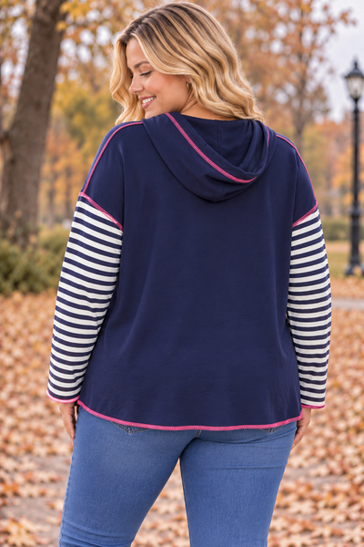 PS HOODIE 'STREPEN' | NAVY