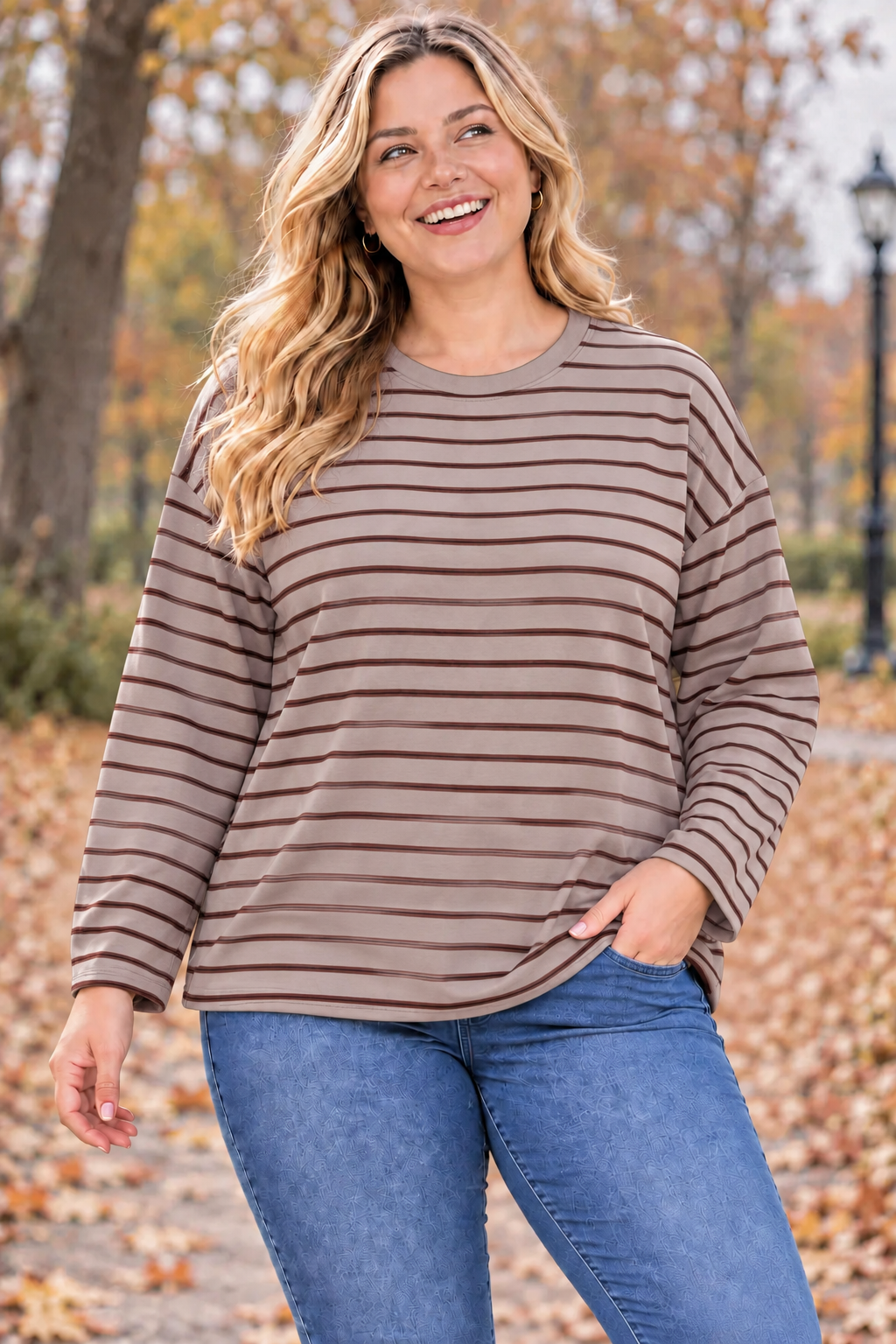 PS TOP 'AUTUMN STREPEN' | TAUPE