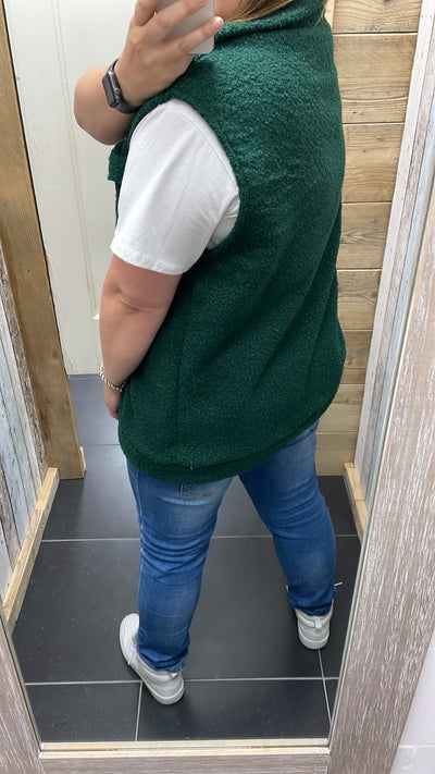 PS GILET 'TEDDY' | DONKERGROEN