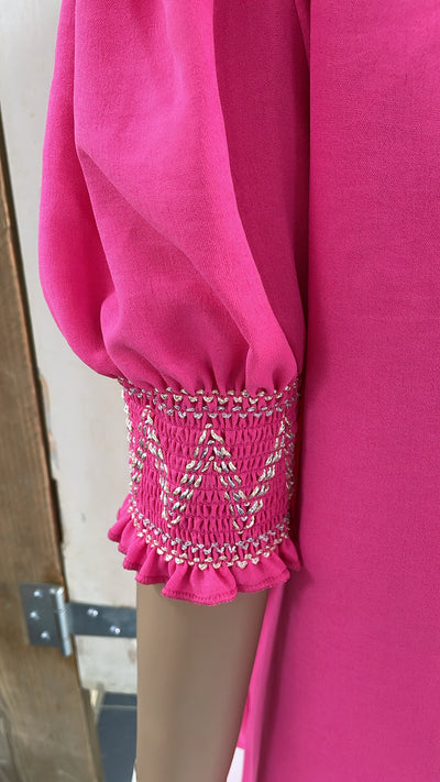 TOP 'BORDUURSEL MOUW' | FUCHSIA
