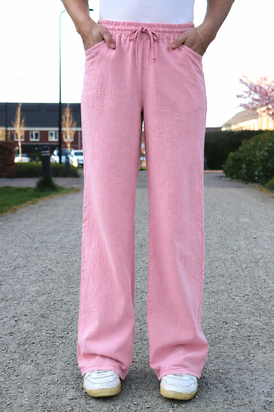 LINNEN BROEK | KORAAL/ROZE