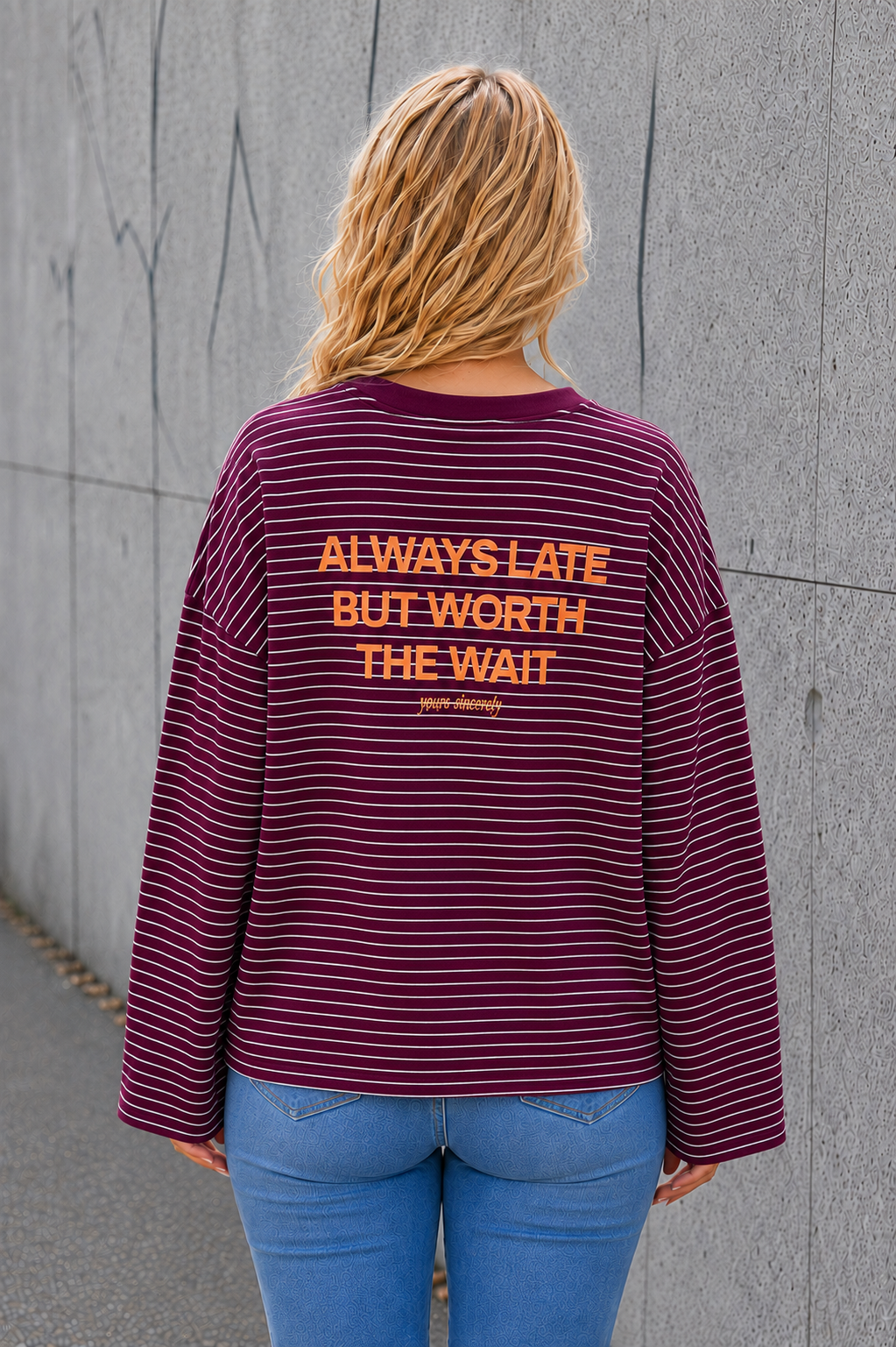 LONGSLEEVE 'ALWAYS LATE' | BORDEAUX