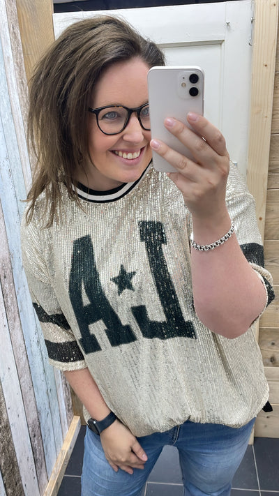 PS TOP 'PAILETTEN LA' | ZWART