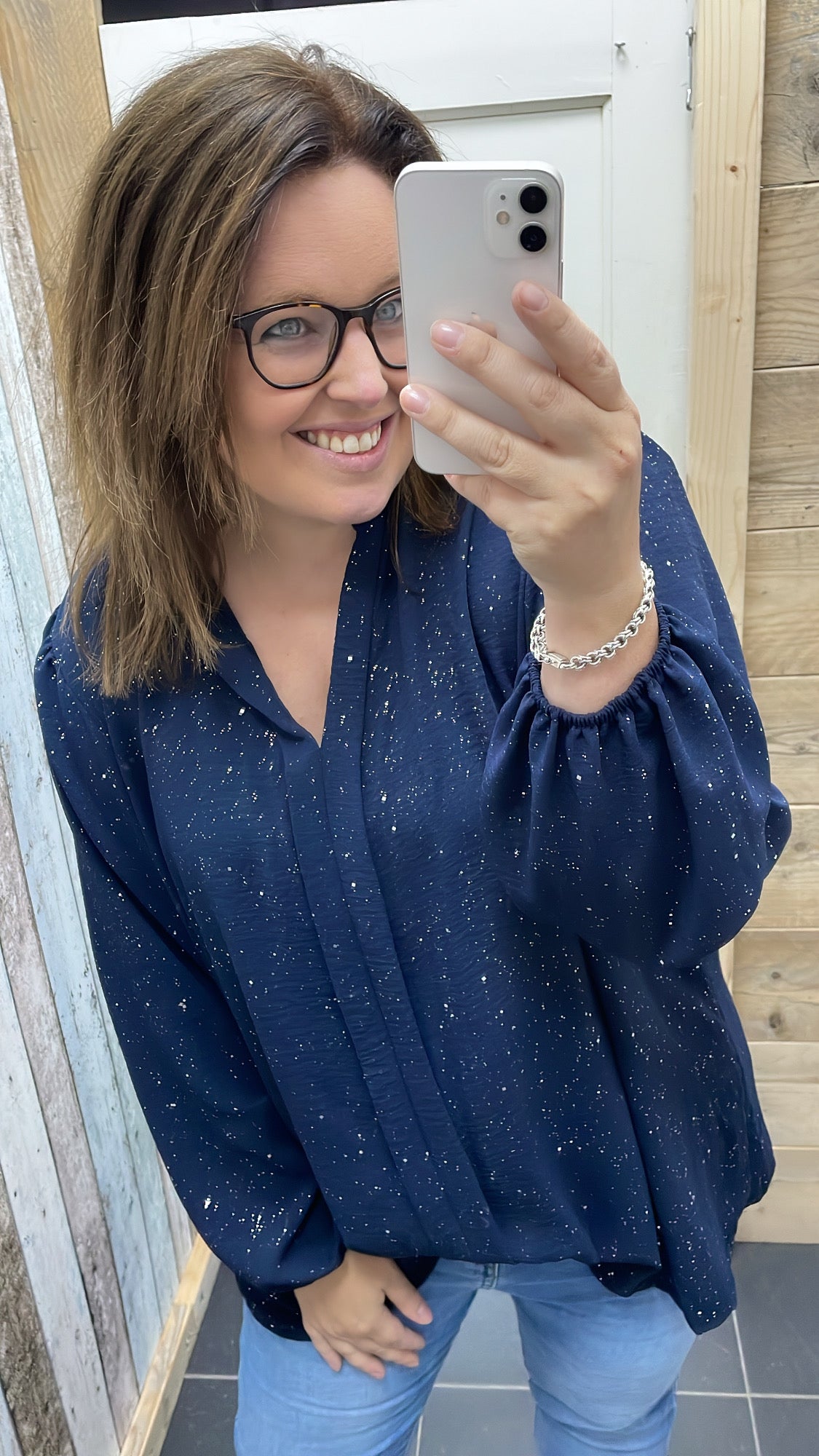 PS2 BLOUSE ‘GLITTER’ | DONKERBLAUW