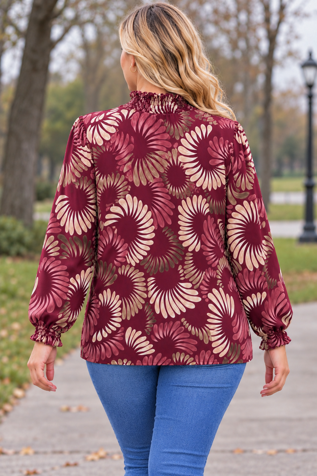 PS TOP 'GESMOKTE COLL' | BORDEAUX