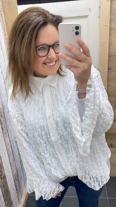 PS BLOUSE KANT ‘TROMPETMOUW’ | WIT