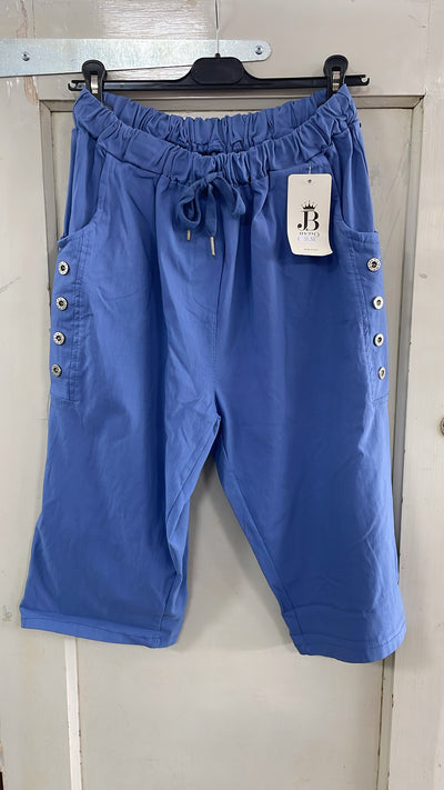 PS COMFY BROEK 'KORT KNOPEN' | BLAUW