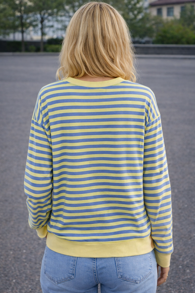 TOP 'LOVE/SMILEY' | BLAUW/GEEL