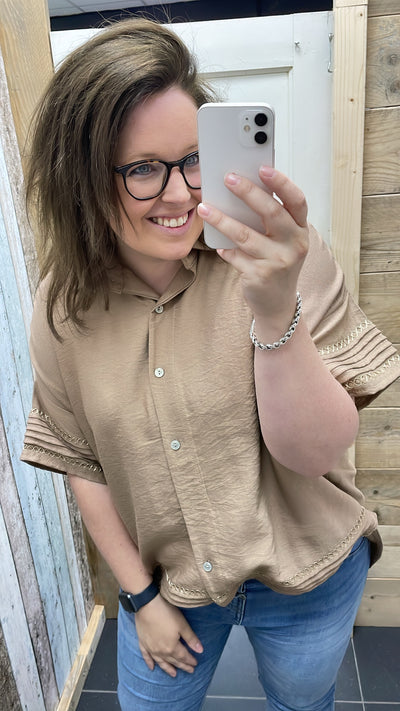 PS TOP 'LUREX KATOEN' | TAUPE