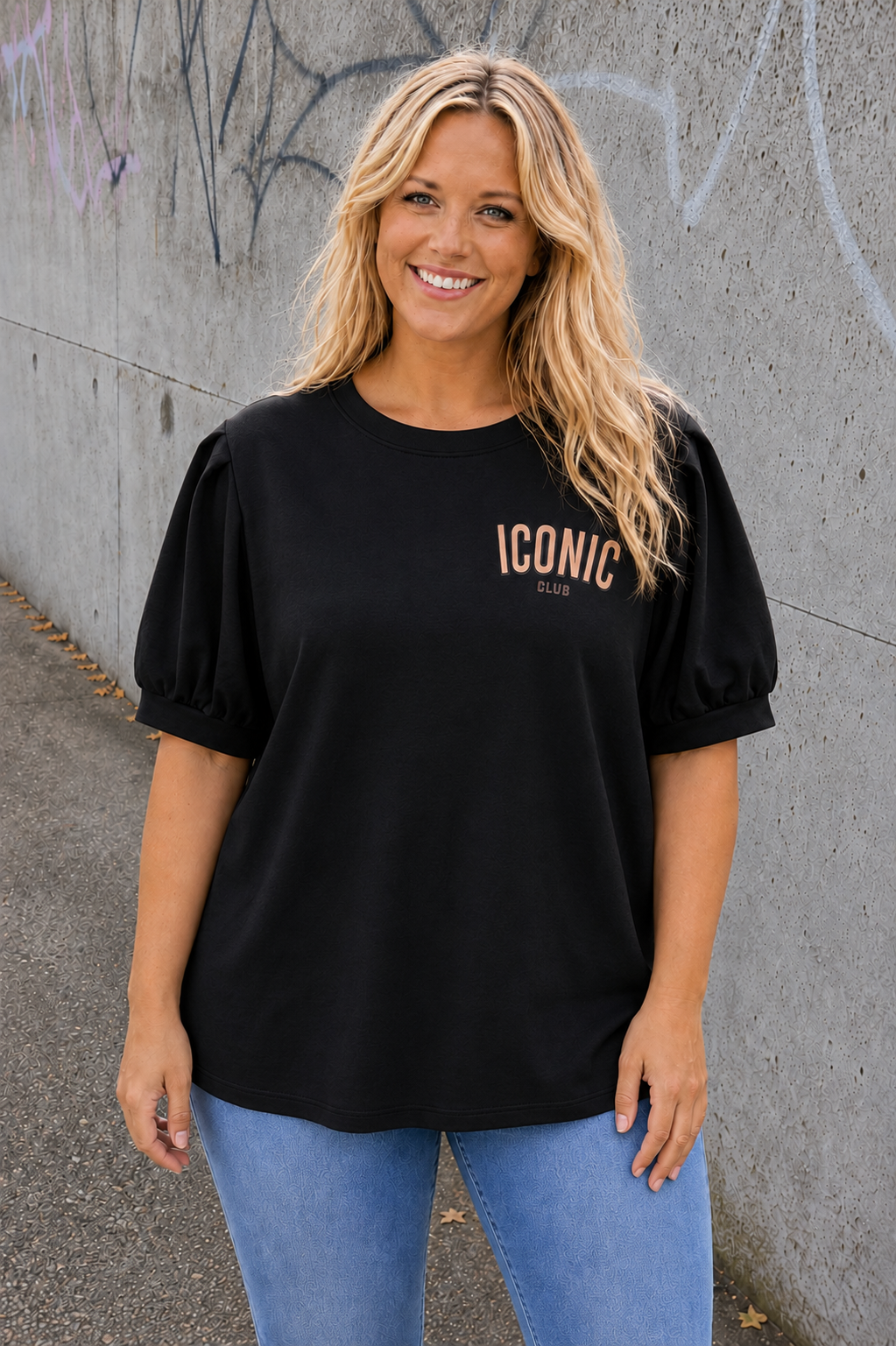 PS TOP ‘ICONIC POFMOUW' | ZWART