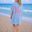 PS T-SHIRT LANG 'LA' | BLAUW
