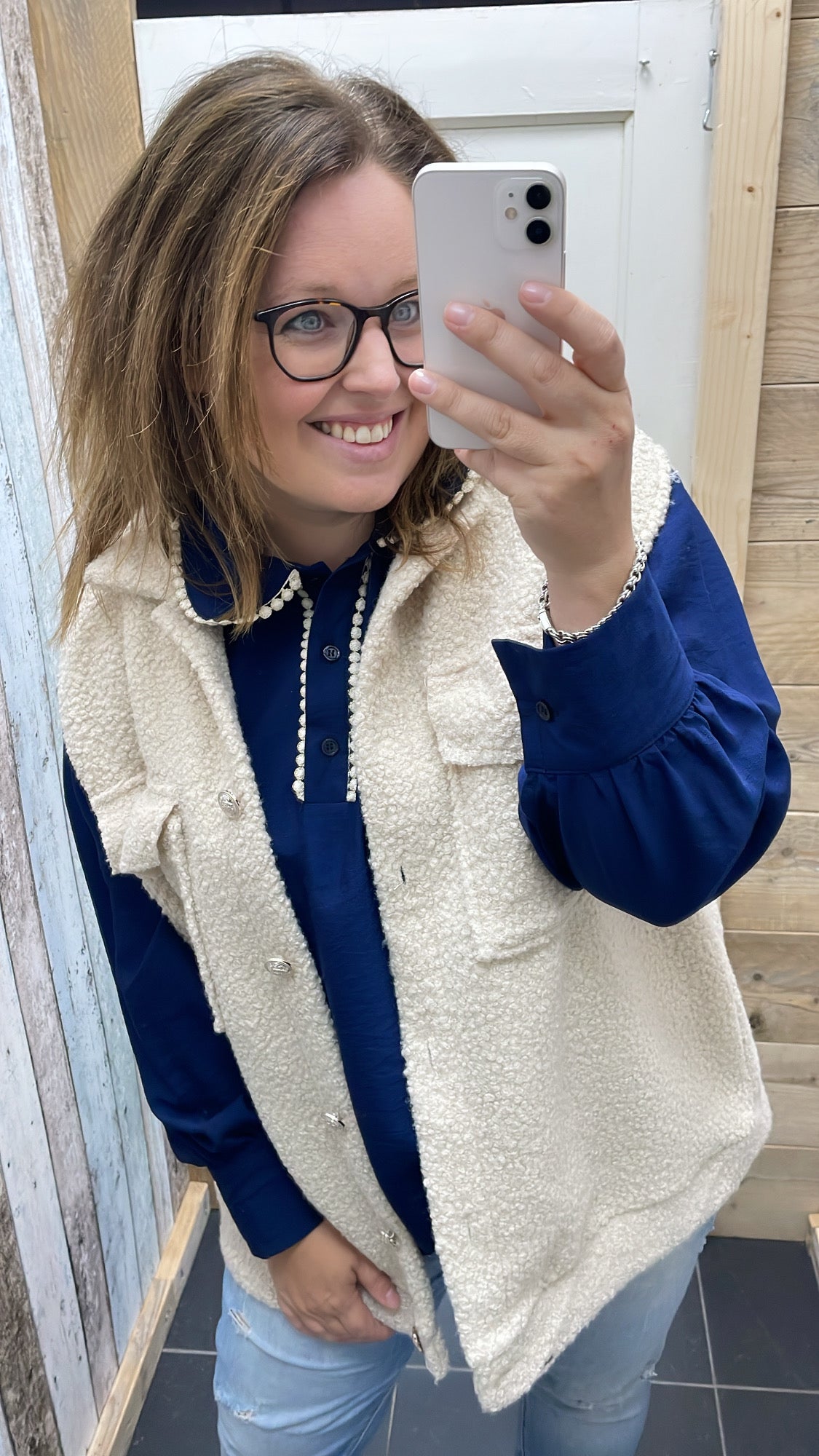 PS BLOUSE ‘VALERIE’ | DONKERBLAUW