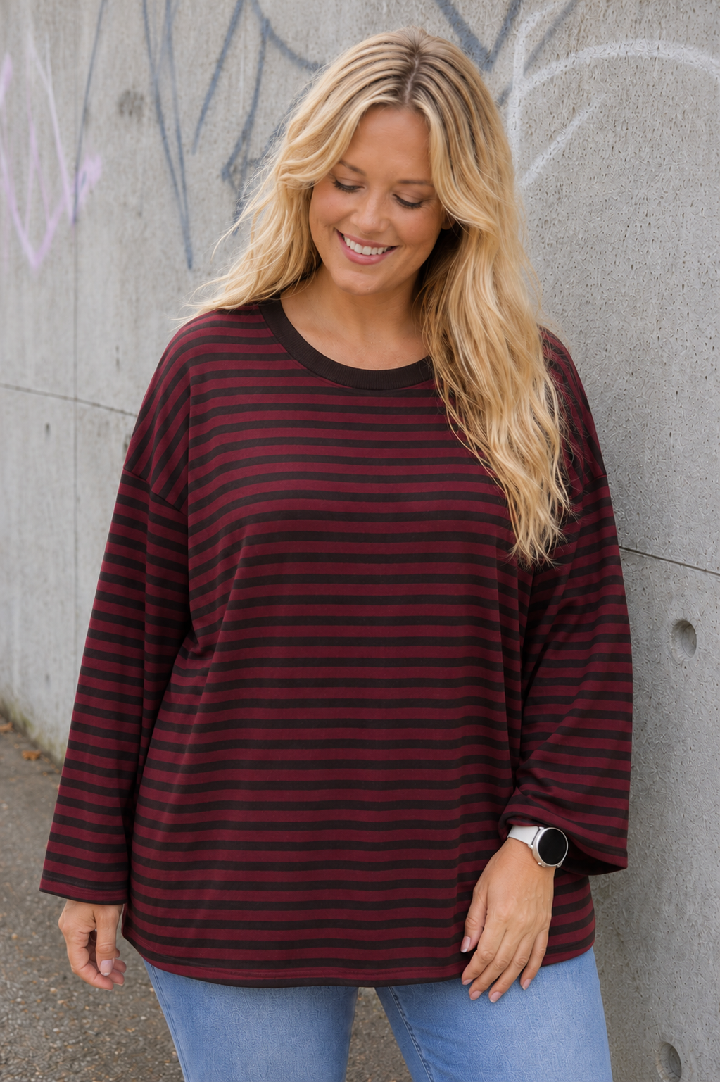 PS LONGSLEEVE 'STREPEN' | BORDEAUX