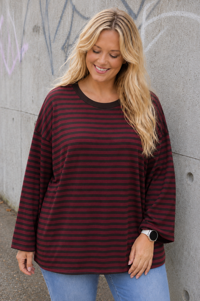 PS LONGSLEEVE 'STREPEN' | BORDEAUX