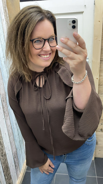 BLOUSE 'TROMPETMOUW' | BRUIN