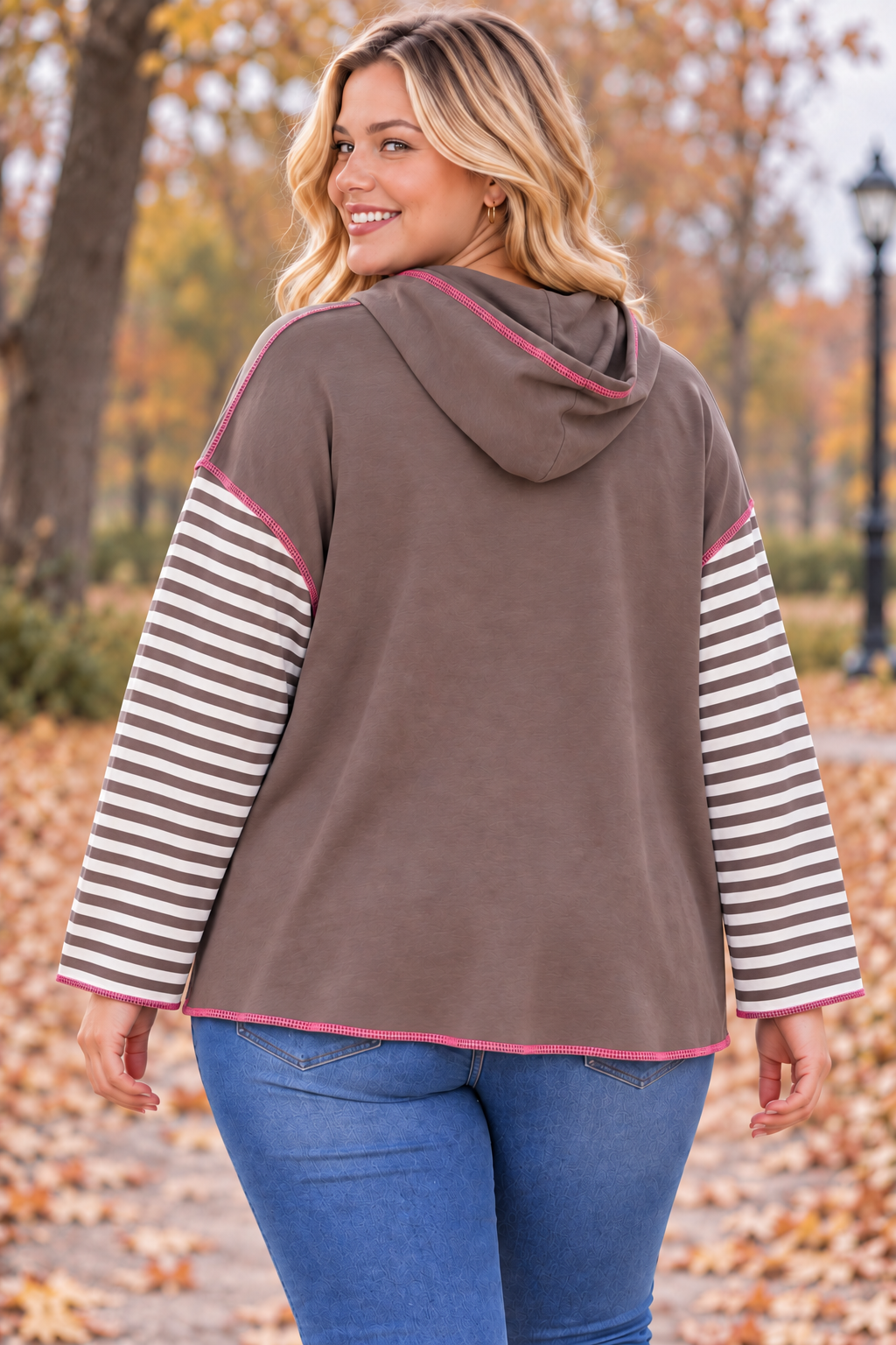 PS HOODIE 'STREPEN' | TAUPE