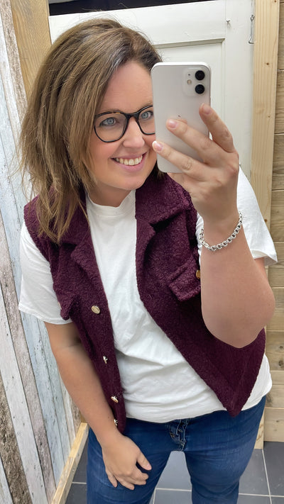 TEDDY GILET | AUBERGINE