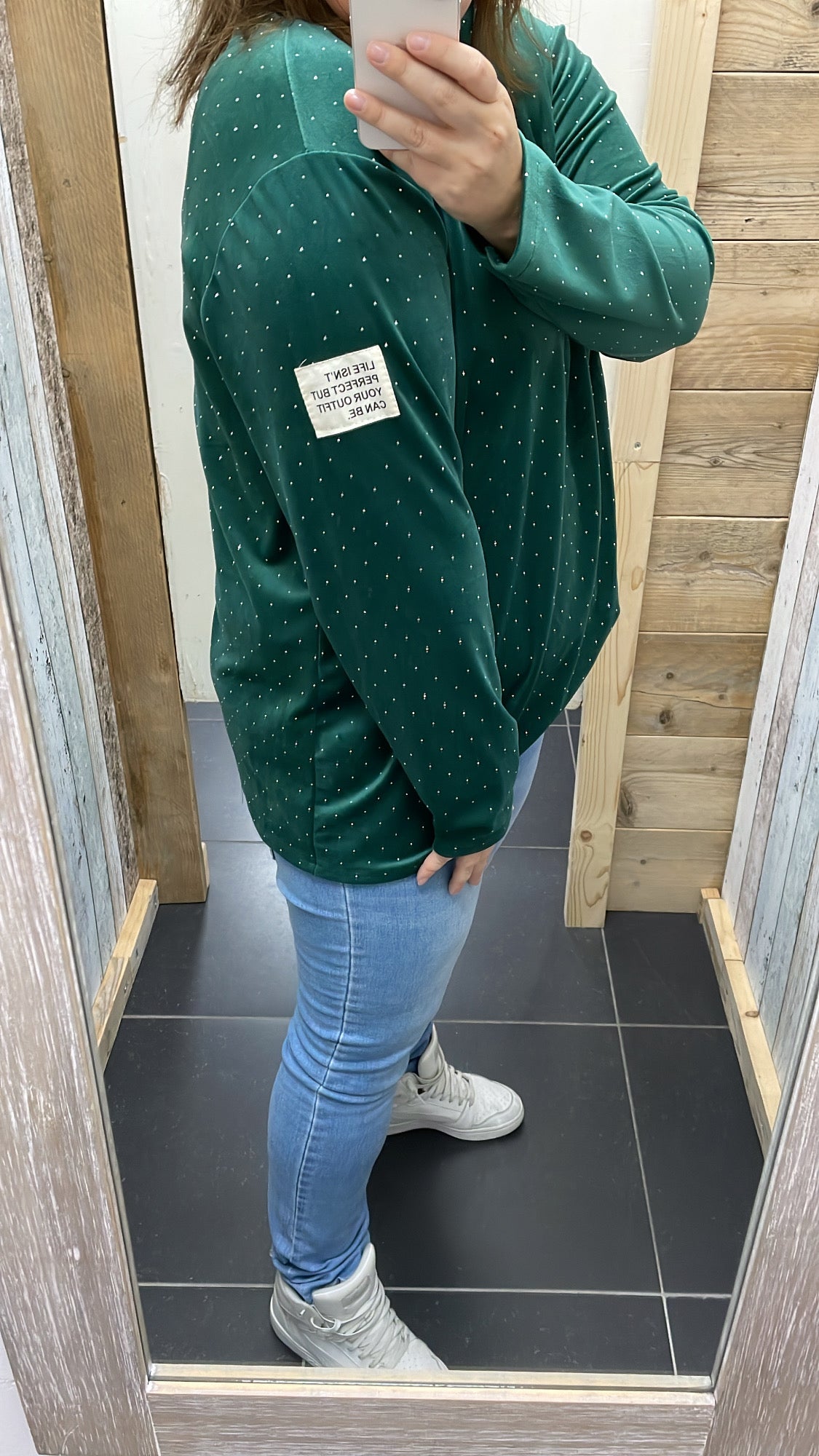 PS TOP 'COLL EMBLEEM' | DONKERGROEN