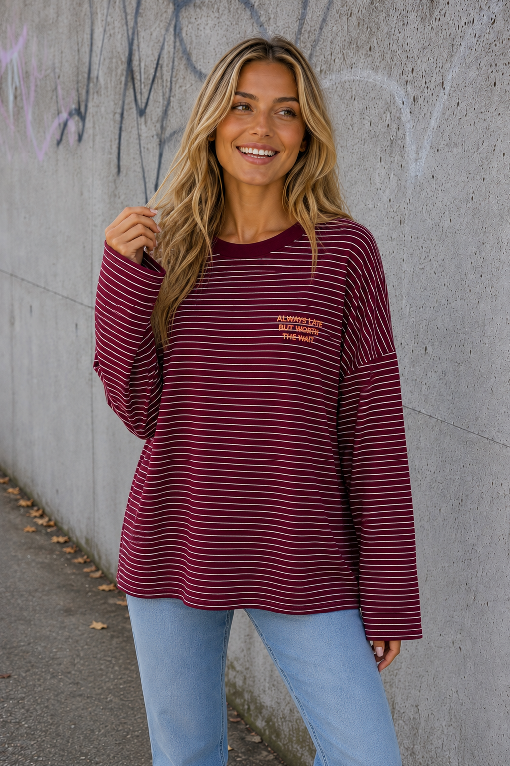 LONGSLEEVE 'ALWAYS LATE' | BORDEAUX