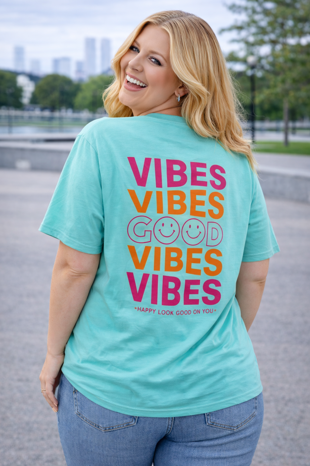 PS T-SHIRT ‘GOOD VIBES' | TURQUOISE
