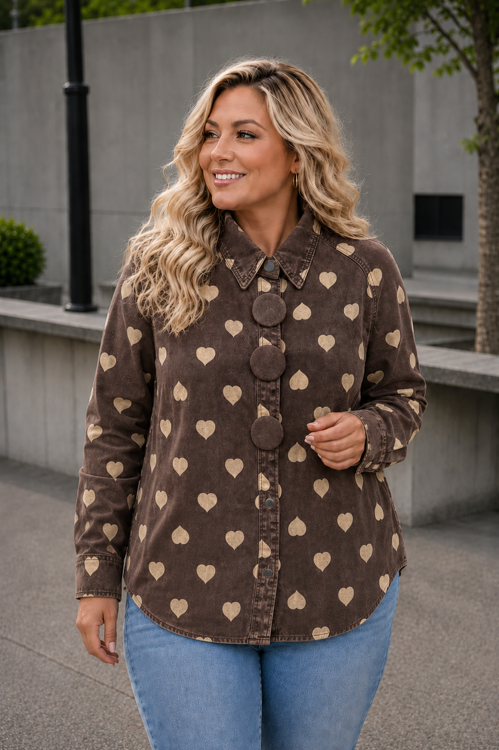 PS SPIJKERBLOUSE 'HART' | BRUIN/CAMEL