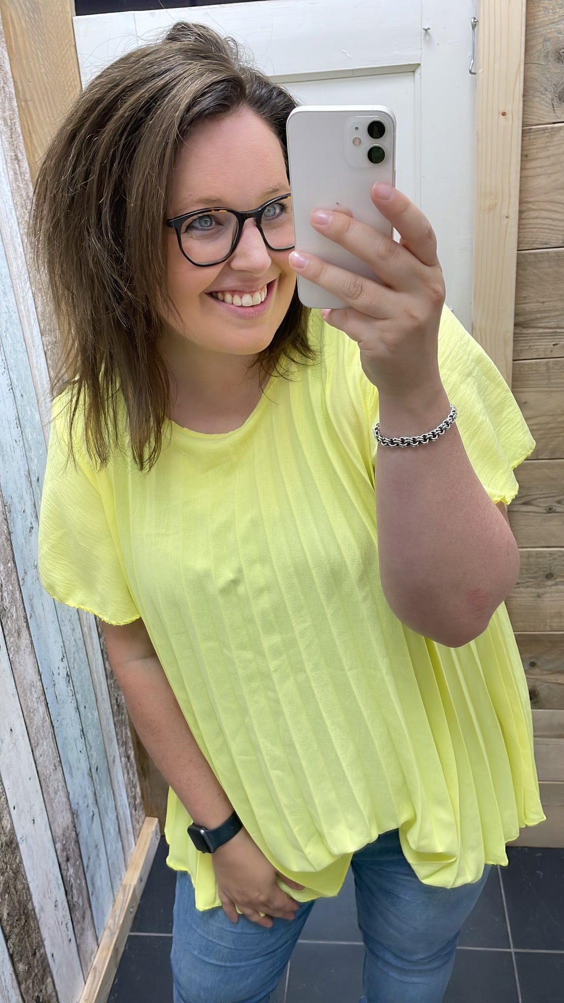 PS BLOUSE 'PLISSÉ' | GEEL