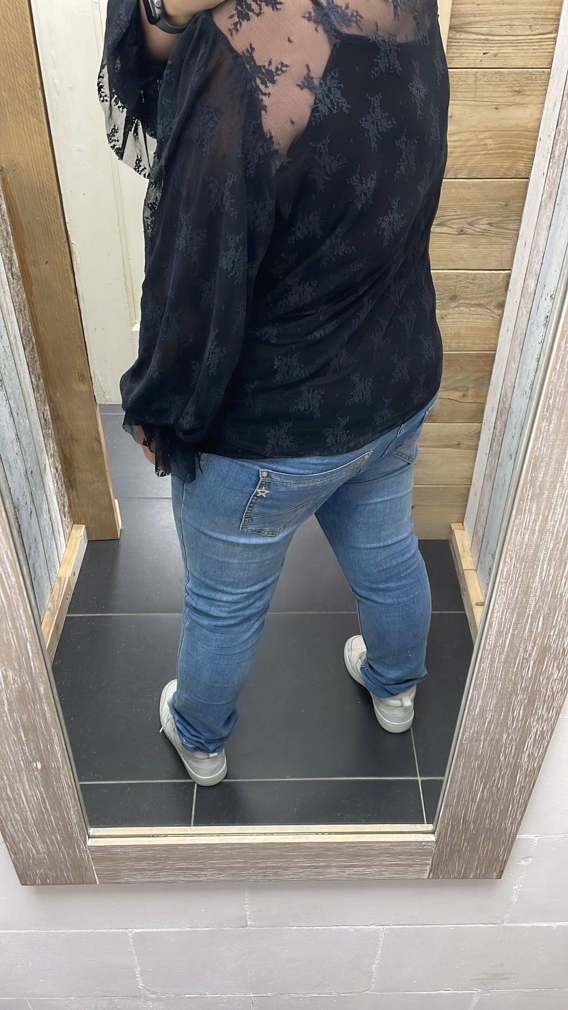 PS BLOUSE 'KANT' | ZWART